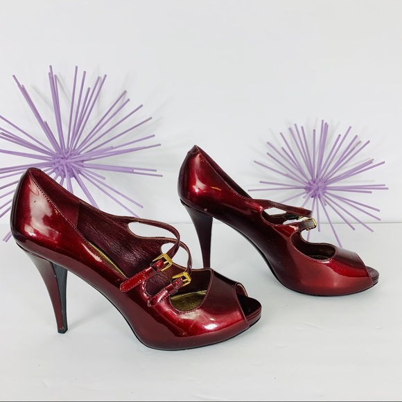 Via Spiga / Patent Wine Color Peep-toe Heel - Picture 6 of 8